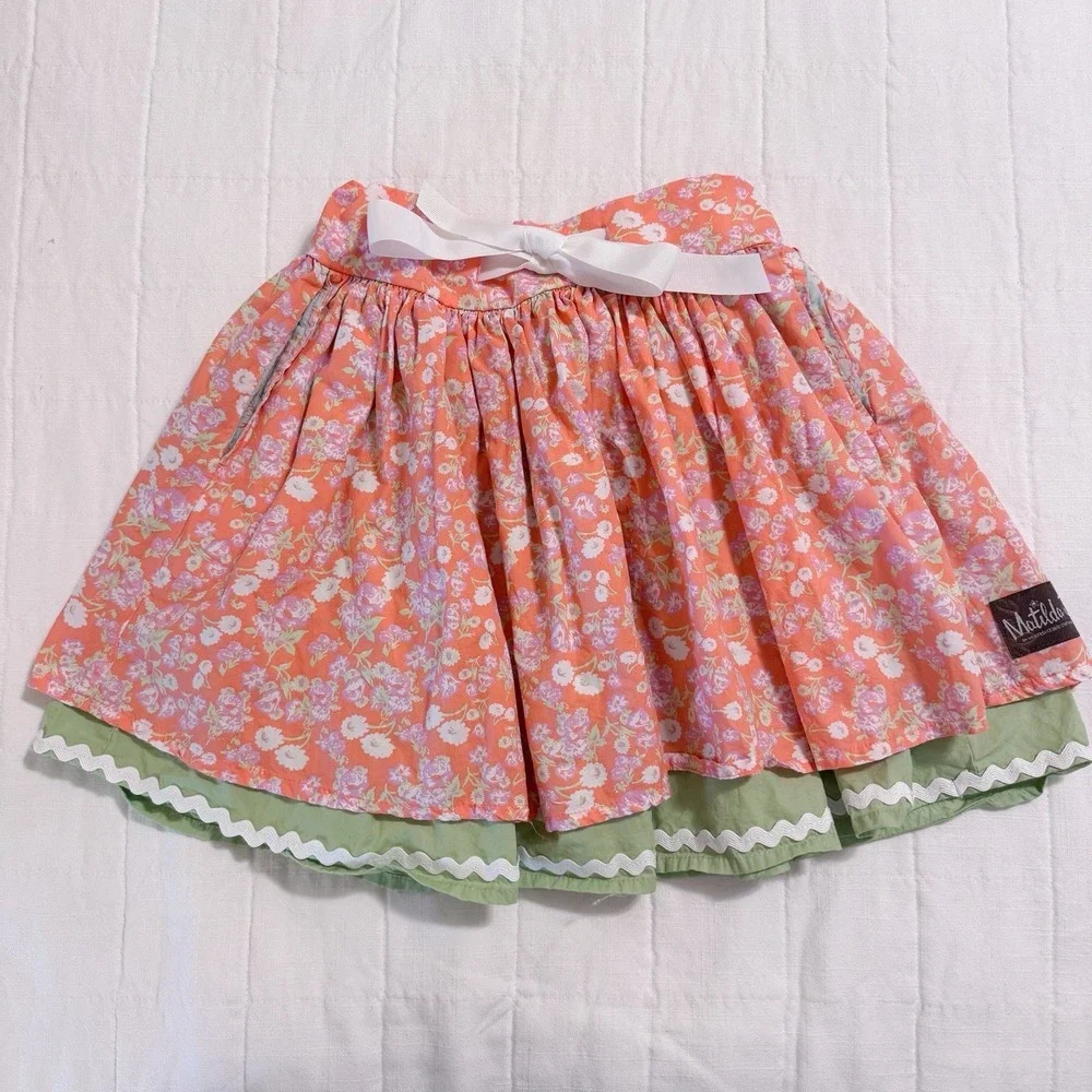 Matilda Jane Girls Valencia Skirt Orange Floral Hello‎ Lovely Size 8